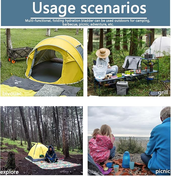 Collapsible Water Jug Container Outdoor Folding Water Bag for Camping, Hiking, and Emergency Preparedness Portable Leakproof Water Reservoir with Spout and Collapsible Design (2.6 Gal)