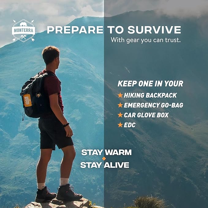 Monterra Emergency Survival Bivvy, Sleeping Bag, Hiking Essentials, Bivy Sack, Outdoor Gear and Equipment, Camping Accessories.