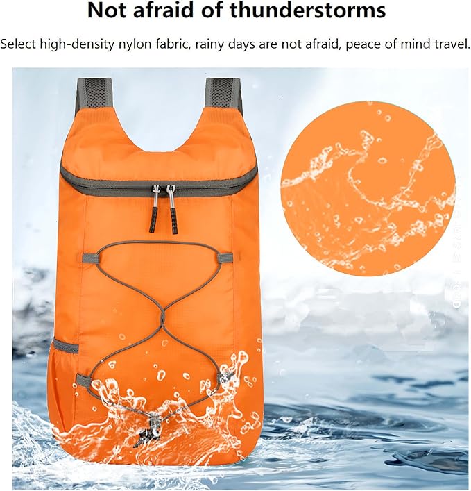 16L Hiking-Daypack Lightweight-Foldable Travel-Backpack Water-Resistant Camping Outdoor Packable Easy Carry-on Bag (Orange)