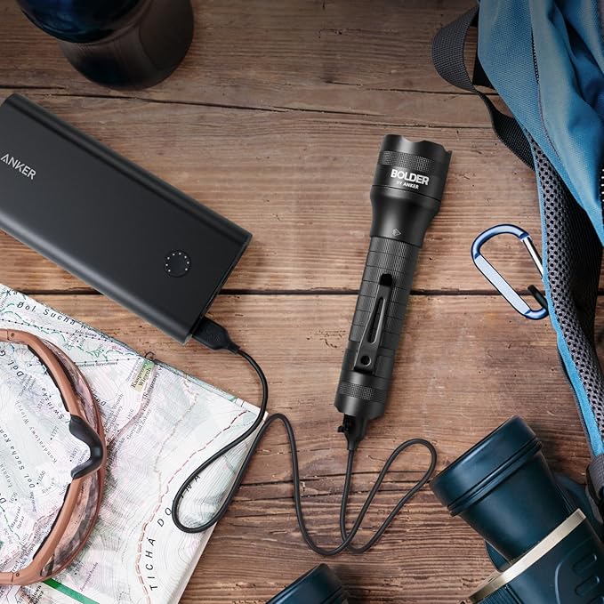 Anker [Rechargeable Bolder LC40 Flashlight, LED Torch, Super Bright 400 Lumens CREE LED, IP65 Water Resistant, 5 Modes High/Medium/Low/Strobe/SOS, Indoor/Outdoor (Camping/Hiking/Emergency Use)