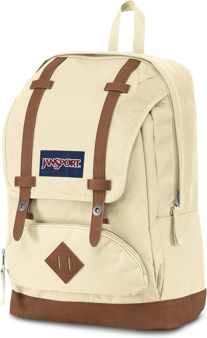 JanSport Cortlandt Laptop Backpack, Coconut, 15” Laptop Sleeve-Synthetic Leather Shoulder Computer Bag with Large Compartment, Padded Straps- Rucksack for Men, Women