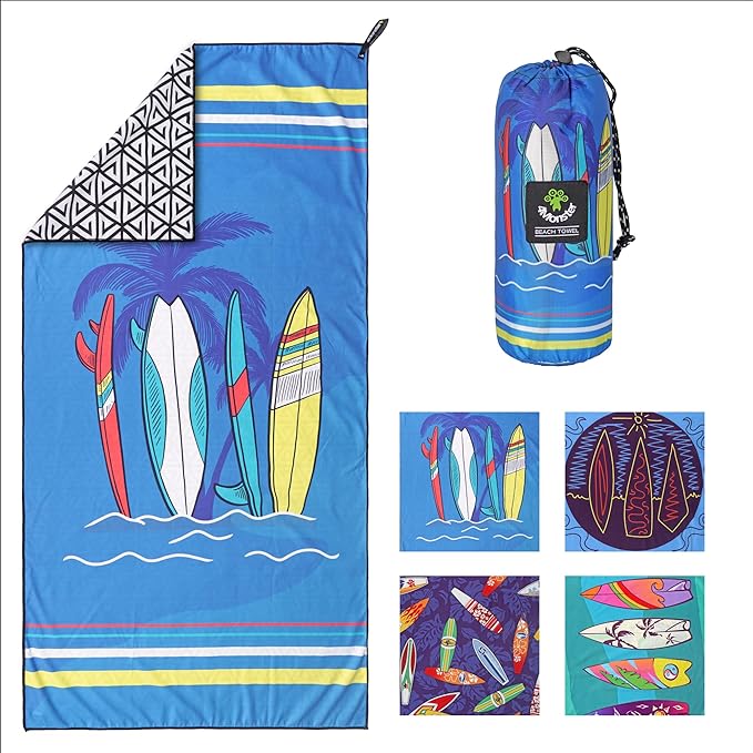 4Monster Microfiber Beach Towel Quick Dry,Super Absorbent Lightweight Travel Towel for Swimmers, Sand Free Camping Towel, Beach Towels for Pool, Swim, Water Sports,Yoga,Gym,Backpacking
