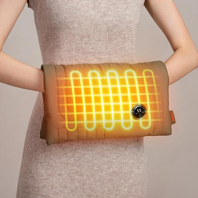 JISULIFE Hand Warmers Rechargeable, Foldable Hand Warmer Pouch with Power Bank, 6 Heating Levels, Heated Hand Muff, Fast Heating Pad Waterless, Gifts for Women, Suitable for Football, Camping, Hiking