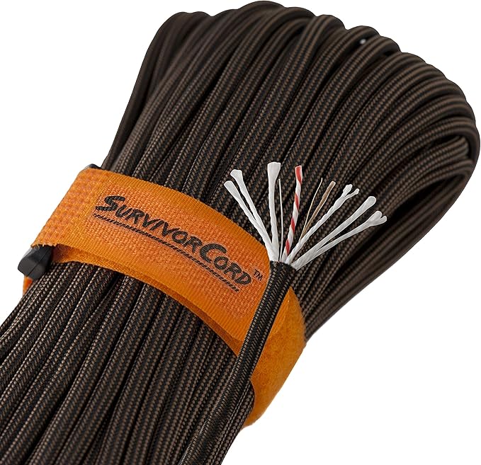 TITAN Survival Patented Paracord 550 - 25ft, 100ft, 500ft & Color Options - 620LB Strength Survival Paracord Military Spec with 3 Strands - Heavy Duty Hank Cord for Camping & Outdoors with Firestarter