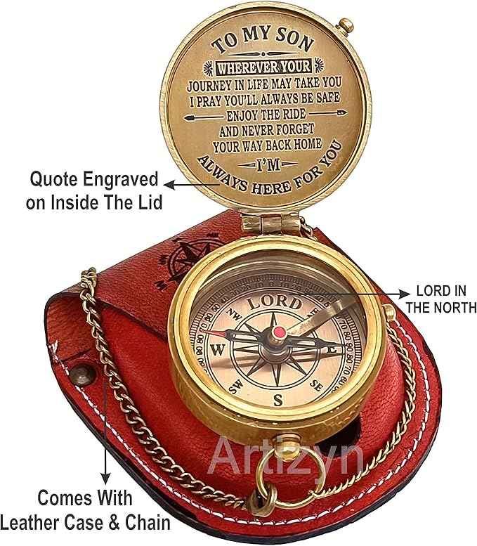 Engraved Compass to Son, Dad to Son Compass, Mom to Son Compass, I Love You Gifts from a Mom/Dad to Son, Graduation Day Gifts for Son, Confirmation Gifts for Son, Baptism Gifts, Easter Gift Ideas