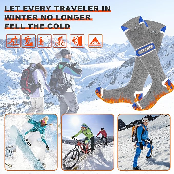 Heated Socks for Men Women,5000mAh Rechargeable Foot Warmer Electric Heating Socks with 3 Heating Settings & App Remote Control Thermal Electric Socks,Warm Socks for Hunting Skiing Camping Hiking