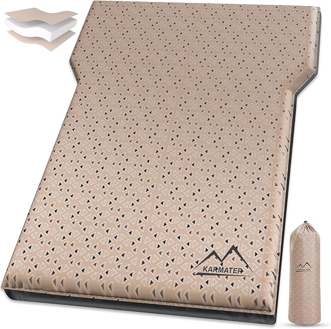 M KARMATER Self Inflating Car Sleeping Pad for Camping, Thick Memory Foam Car Camping Mattress with Pillow, 9.0 R-Value SUV Mattress Camping Bed Suitable for Car Travel, Hiking, Backpacking