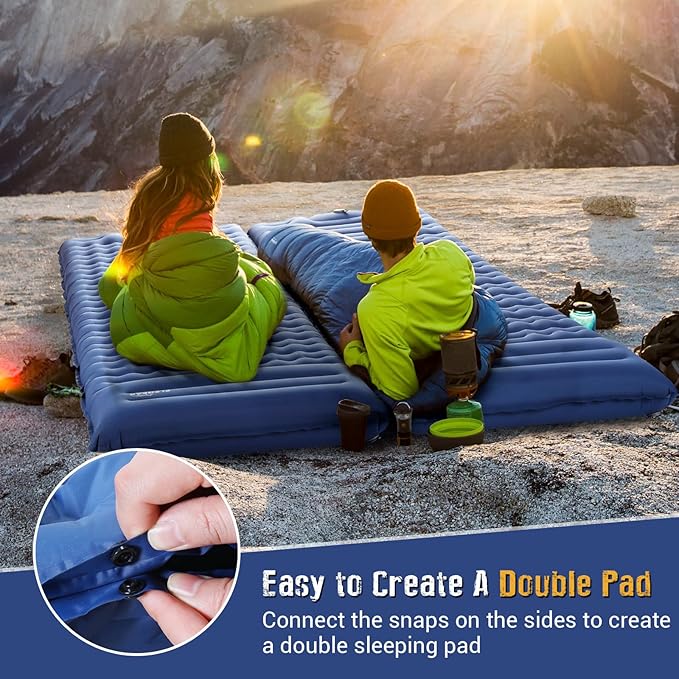 Elegear Self Inflating Sleeping Pad for Camping, 4" Ultra-Thick Camping Mattress Pad with Pillow Built-in Foot Pump Camping Sleeping Mat for Backpacking, Hiking, Portable Camping Pad
