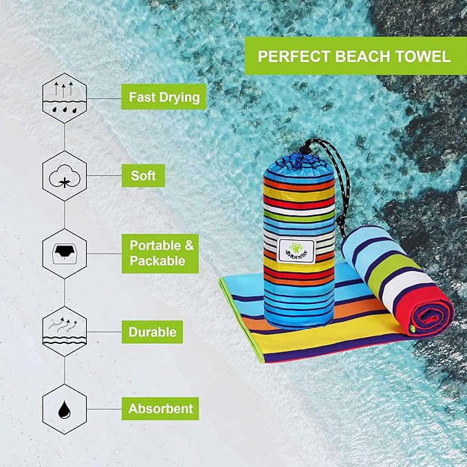 4Monster Microfiber Beach Towel Quick Dry,Super Absorbent Lightweight Travel Towel for Swimmers, Sand Free Camping Towel, Beach Towels for Pool, Swim, Water Sports,Yoga,Gym,Backpacking