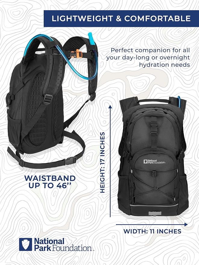 18L Hydration Backpack with 2 Liter Hydro Water Bladder Bag, Lightweight Daypack for Cycling, Hiking, Running, Climbing, for Men Women Kids