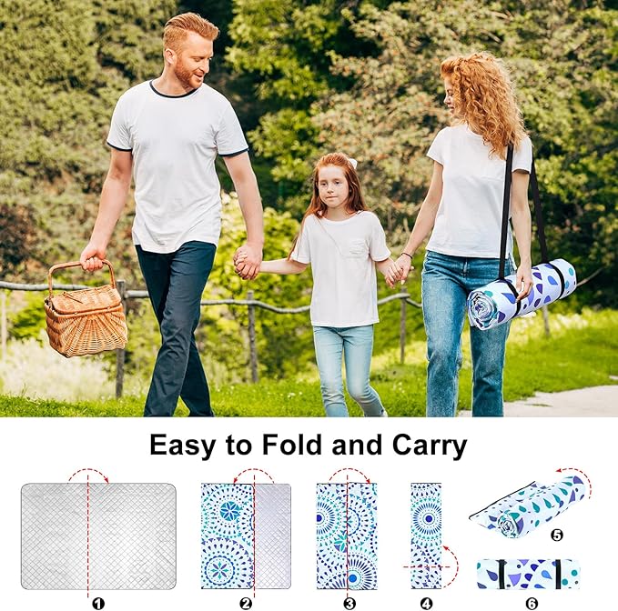 ICOSY Picnic Blankets Beach Blanket, Waterproof Outdoor Blanket Sandproof Picnic Camping Mat Camping Essentials 78" x 59"