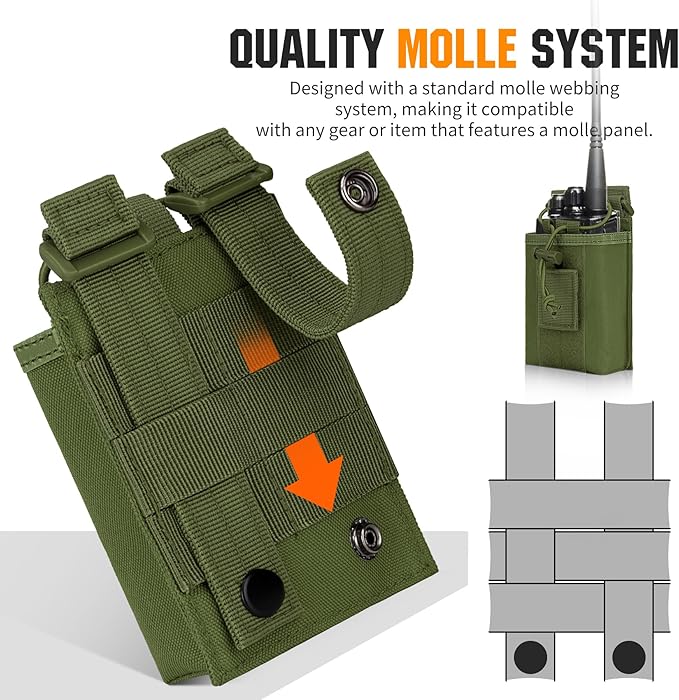IronSeals 2 Pack Tactical Molle Adjustable Interphone Storage Bag Outdoor Sports Radio Pouch for Two Ways Walkie-talkie