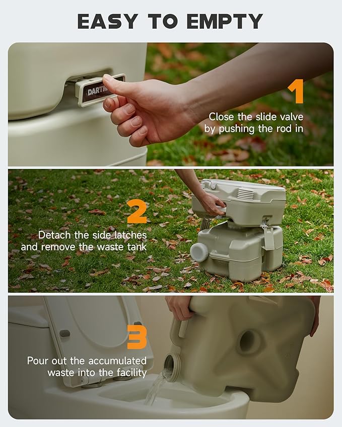 DARTMOOR Portable Toilet, 5.3 gal. RV Toilet for Camping, Outdoor Toilet with Diagonal Seating Storage Box & Built-in Handle, Lightweight HDPE Camping Toilet for Construction Site Road Trip Boating