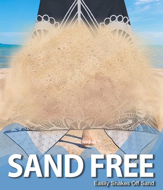 Microfiber Beach Towel–Quick Dry Lightweight Sand Free Oversized Large Towel Accessories Travel Must Swim Pool Yoga Camping Summer Cruise Ship Essentials Compact Sandproof Gift Mandala Series(71" 32")