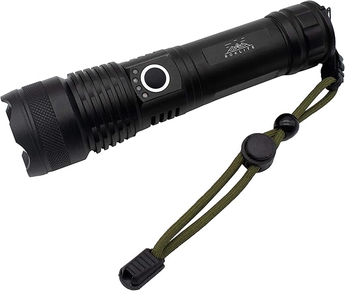 Rechargeable Handheld Flashlight - Super Bright - Zoomable - Adjustable Focus - 5 Modes - High Lumens - Waterproof IPx5 - Tactical for Emergencies, Hiking, Camping, Home & More., Black