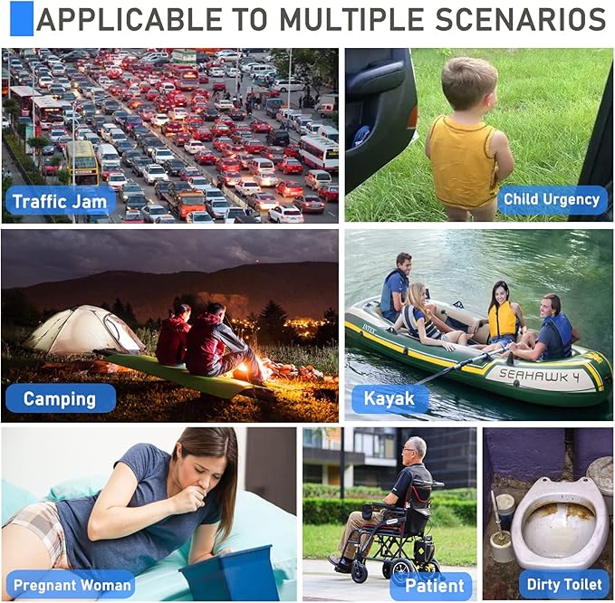 Disposable Urine Bags, 24 Pack Camping Pee Bags, Disposable Urinal Bag, Travel Urinal Bag, Toilet Traffic Jam Emergency Portable Toilet for Men Women Kids Patient (Blue-24pack)