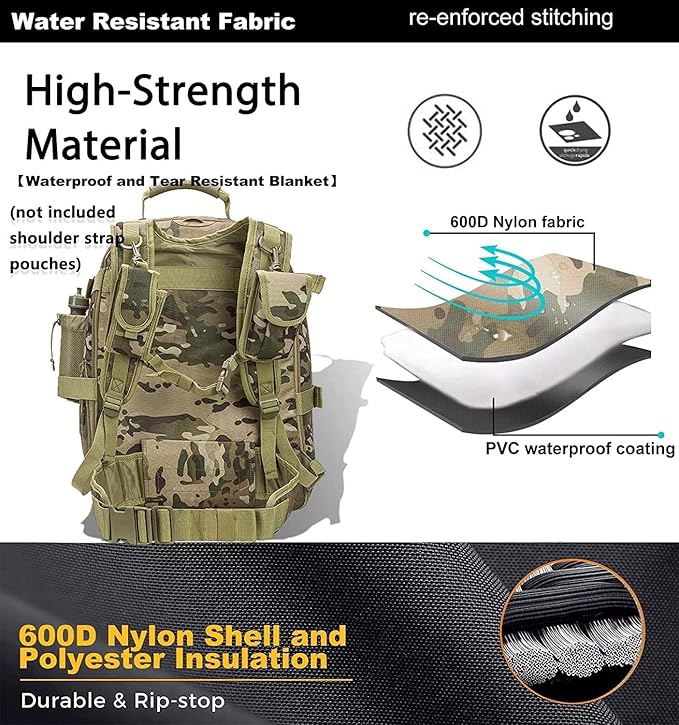 Expandable 40-64L Military Tactical Backpack 3 Day Bag Hiking Gym Sport Camping