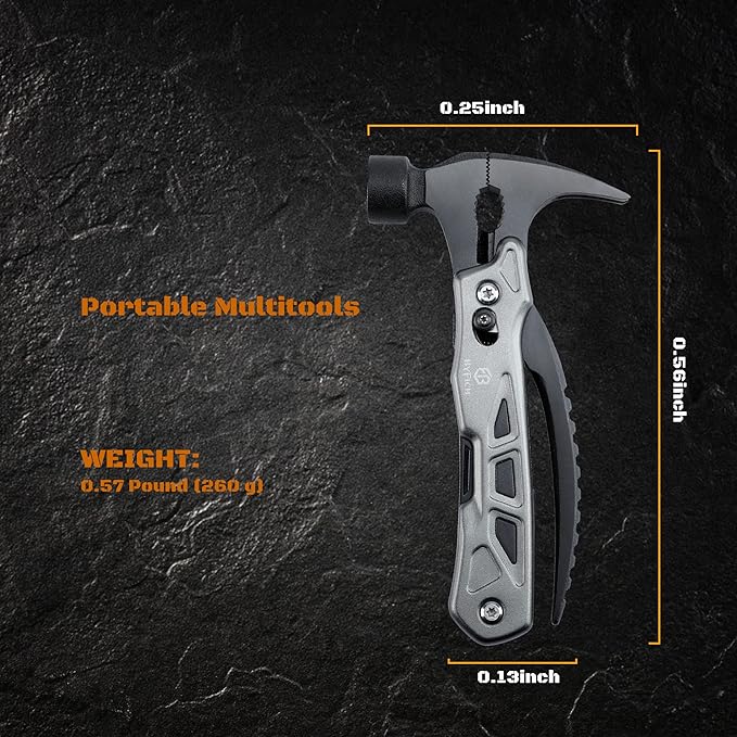 12-in-1 Multitool Pocket Knife with Safety Lock, Durable Nylon Sheath, Multi-Tool for Outdoor, Camping, Ideal Gifts for Father, Husband, Boyfriend Stocking Stuffers Christmas Gifts for Men (silver)