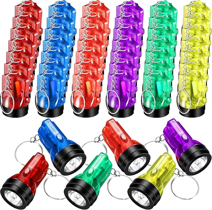Kenning 48 Pcs Mini Flashlight Keychains Small LED Key Chains Portable Handheld Flashlight Keychains for Camping Party Favors(Fresh Color)