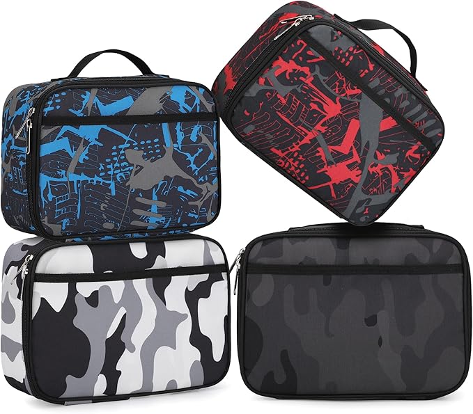 Rickyh Style Lunch Box with Padded Liner, Spacious Insulated Lunch Bag for Men and Women, Durable Thermal Lunch Cooler with Strap, 2 Pockets, 10 x 8 x 3.7 in