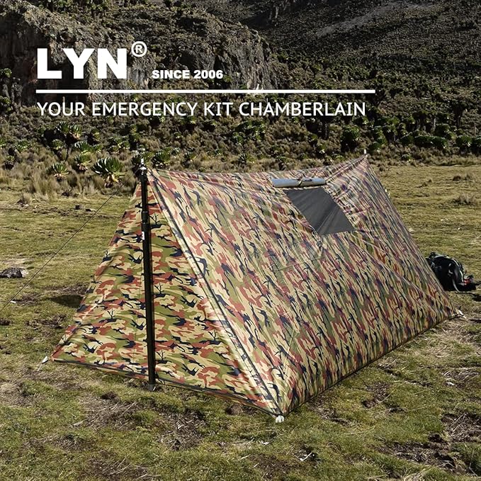 LYN Extra Large Zipper Reusable Survival Emergency Shelter Tent,Thermal Waterproof Fireproof Lightweight Bugout, with ParacordāStake for Camping,First Aid,Hiking&Bushcraft
