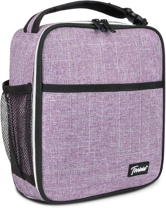 Tirrina Insulated Lunch Box for Men Women, Portable Thermal Small Lunch Bag for Office Work Picnic, Reusable Compact Lunchbox Cooler Tote for Adults, Purple