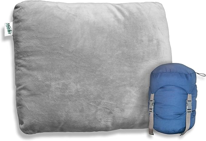 Minnow Pillow Camp and Travel Pillow - Sleep Any Where Any Way - Essential for Car, Camping, Airplanes, and Roadtrips - Not Memory Foam or Inflatable - Eco-Friendly - Oxford Compression Bag