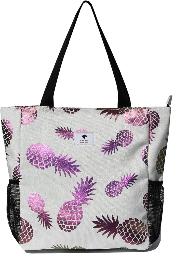 ESVAN Original Floral Water Resistant Large Tote Bag Shoulder Bag for Gym Beach Travel Daily Bags Upgraded