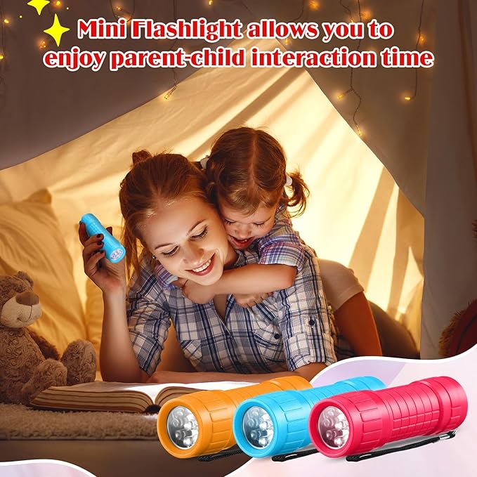 48 Mini Flashlights Bulk for Kids Small Assorted Colors Handheld LED Flashlights with Lanyard for Party Favor, Night Reading, Emergency, Camping(Cute)