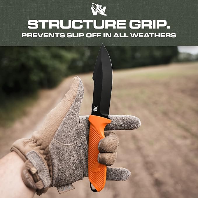 WOLF-I Full Tang Survival Knife with Sheath - Stylish Tactical Fixed Blade Knife - Made of 440C Steel - Bushcraft and Camping Knife Survival - Perfect EDC Outdoor Knife with TPE Handle