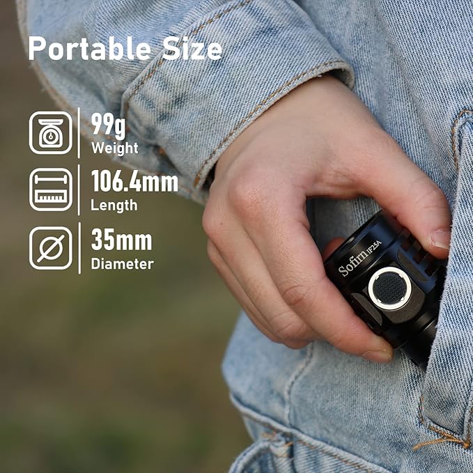 sofirn IF25A Rechargeable Flashlight Max 3800 LM, Flashlight High Lumens with 4X SST20 6500K LED, Anduril UI 2, for Camping, Hiking, Fishing