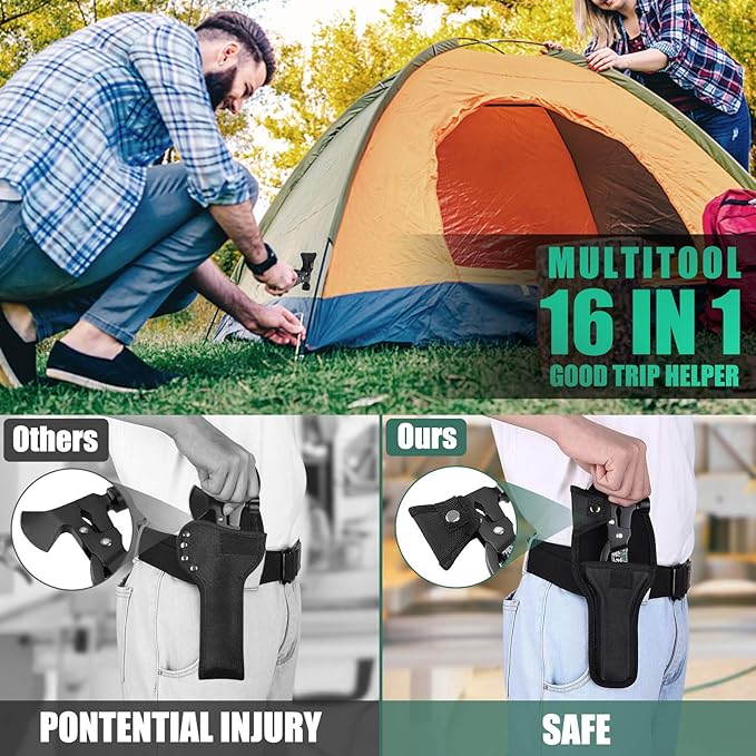 Mens Gifts Camping Accessories Multitool Camping Gear Unique Gifts for Men Dad Husband 16 in 1 Survival Gear and Equipment Camping Gadgets Stocking Stuffers for Men Hunting Hiking Mini Axe Hammer