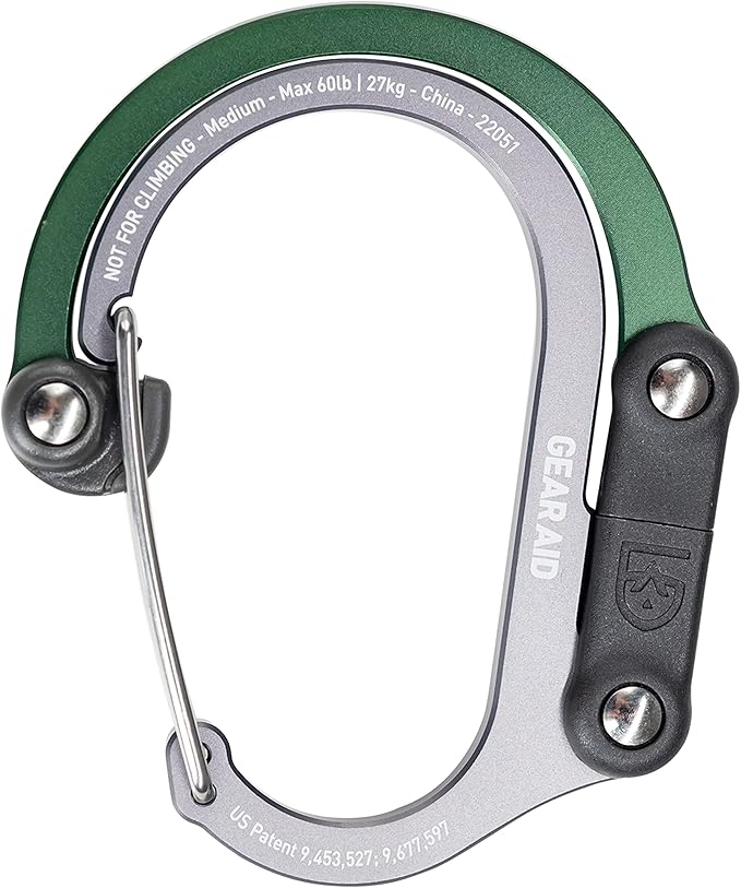 GEAR AID HEROCLIP 360° Swivel Carabiner Gear Clip and Hook (Medium) for Camping, Backpack, Suitcases and Garage Organization
