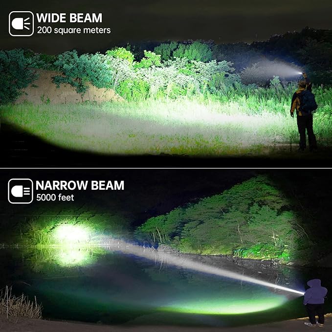 MIXILIN Rechargeable LED Flashlights High Lumens, 990,000 Lumens Super Bright Flashlight with 7 Modes, Powerful Multifunctional Flashlights for Home Camping Emergencies - 2 Pack