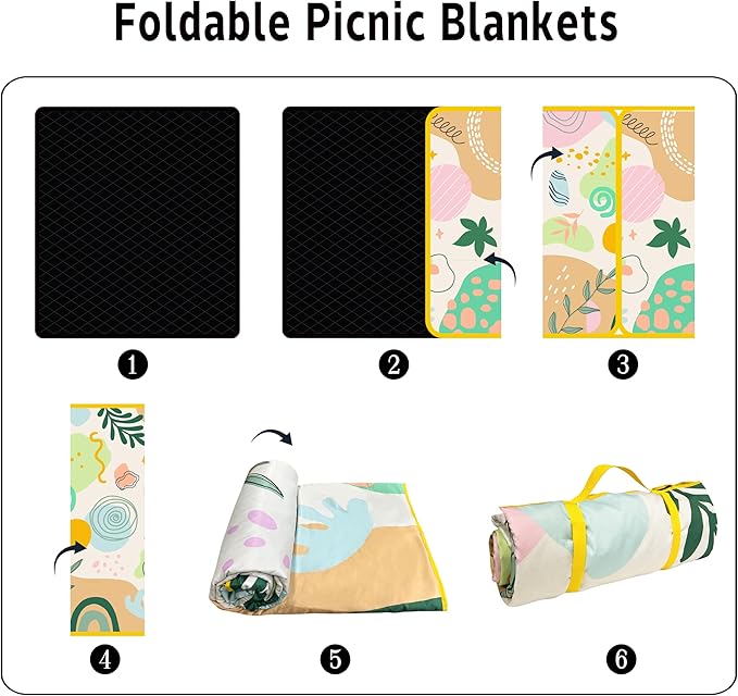 Extra Large Picnic Blankets Waterproof Foldable (60 "x 80") Beach Blanket Waterproof Sandproof,3-Layer Thicking Mat Outdoor Packable Camping Blanket