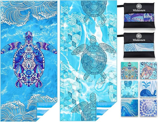 2 Pack Microfiber Lightweight Beach Towel Sand Free Quick Dry Absorbent Thin Compact Towels for Swimming Pool Camping Beach Accessories Large Easy Pack Travel Things for Vacation Essentials Gift