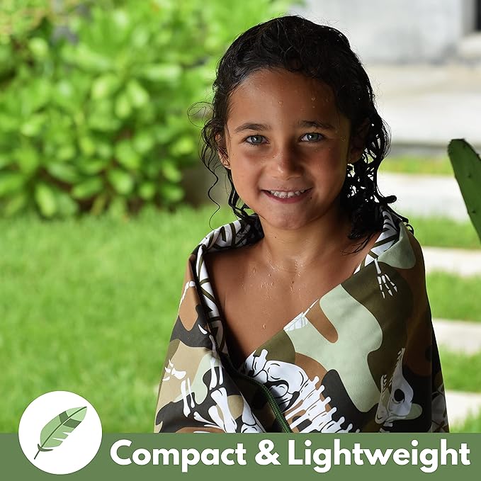 ECCOSOPHY Microfiber Kids Beach Towels & Pouch 60"x30" for Girls & Boys - Quick Dry Pool Towels - Sand Free Beach Blanket for Travel - Camping - Vacation - Toallas Playas