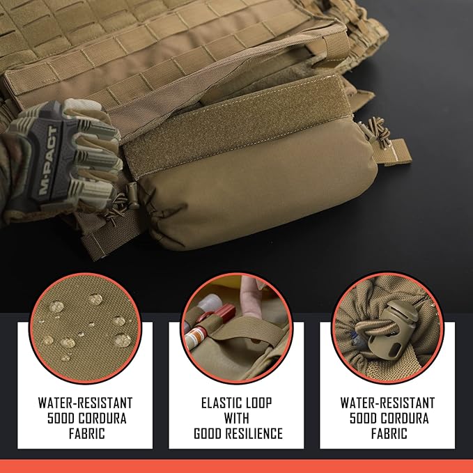 WYNEX Tactical First Aid Drop Dump Pouch, Medical Trauma Roll Up Drop Pouch EMT IFAK Sub Abdominal Carrying Bag with Hook-N-Loop for Chest Rig Vest