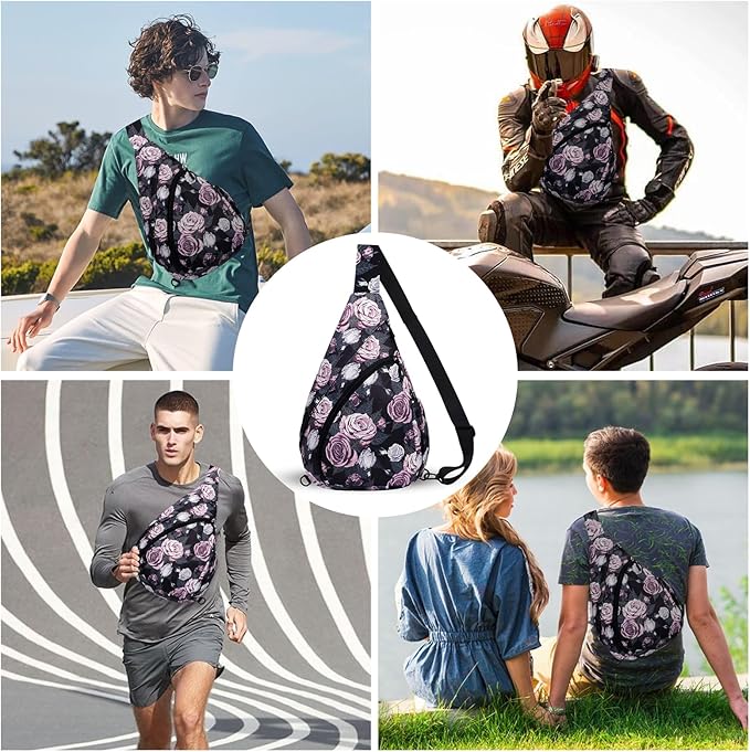 HUA ANGEL Crossbody Sling Bag for Men & Women Lightweight Waterproof Chest Shoulder Bag for Travel Hiking & Everyday Use