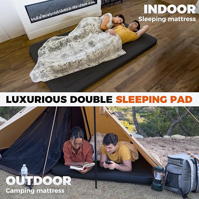 KingCamp Self Inflating Sleeping Pad for Camping Ultra Thick Double Single Foam Mattress High R Value Camping Air Pad Mat, Multi Colors & Sizes