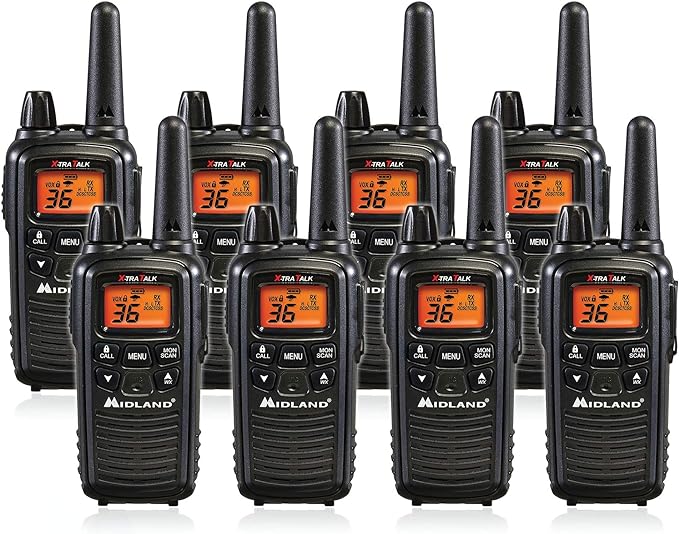 Midland LXT600VP3 FRS Two Way Radios - 8 Pack Bundle w/Chargers