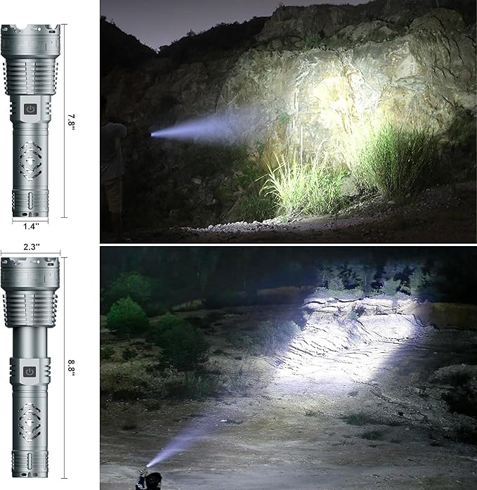 Rechargeable Flashlights High Lumens, Super Bright Powerful Waterproof Flashlights, Type-C Fast Charge, 5 Mode Zoomable Tactical Handheld Flashlights for Emergencies Camping