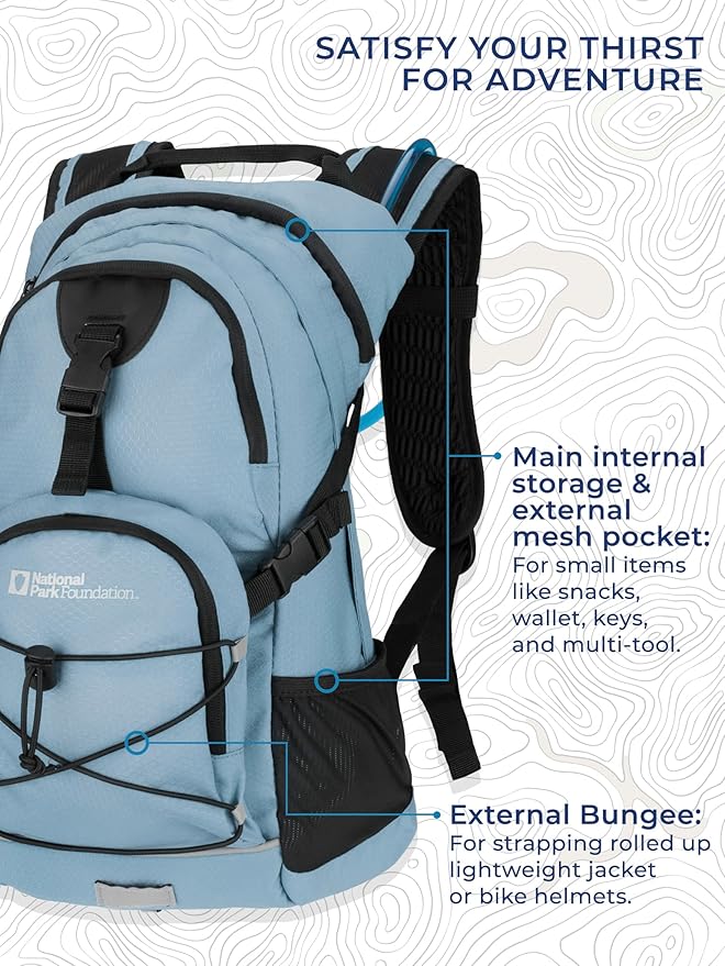 18L Hydration Backpack with 2 Liter Hydro Water Bladder Bag, Lightweight Daypack for Cycling, Hiking, Running, Climbing, for Men Women Kids