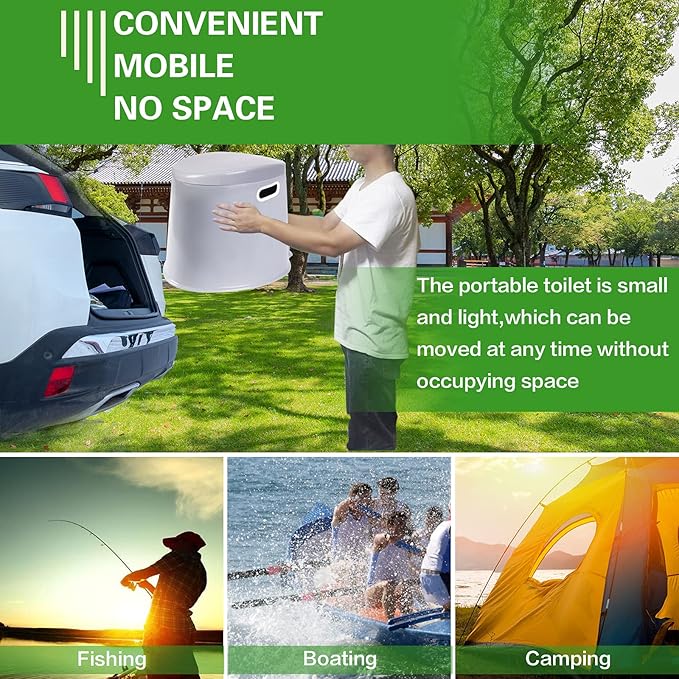 Portable Toilet, Adult and Child Toilet, 5.3 Gallon Mobile Toilet Bucket, Camping and Rv Toilet, Suitable for Camping, Hiking, Rv, Boat, Bedroom