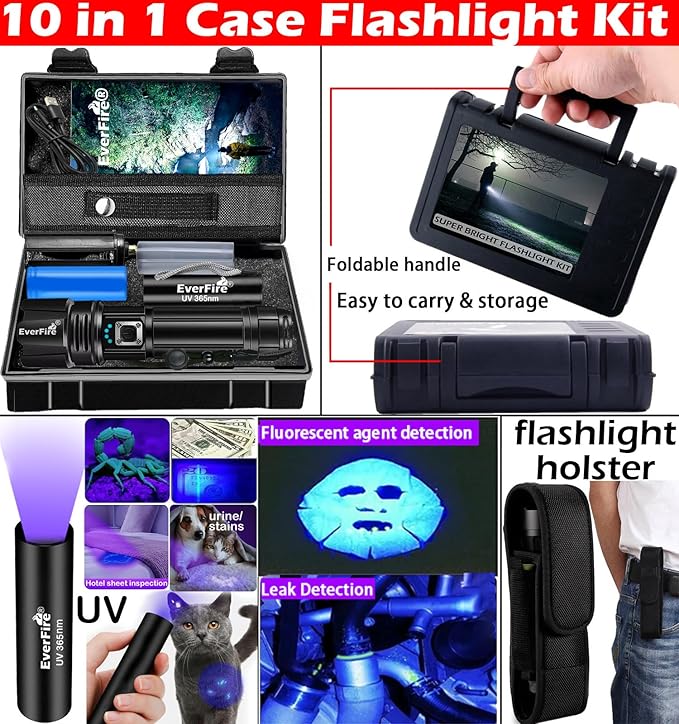 Rechargeable Flashlight, LED Flashlights High Lumens, 990000 Lumen Super Bright Flash Light Tactical 5 Modes Brightest, 15H Runtime Waterproof Zoomable for Emergency Camping Essential Hiking Gear Home