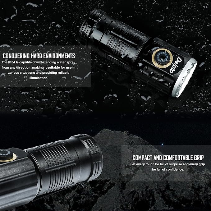 LED Mini Flashlight Rechargeable, German Three-Eyed Monster Mini Flashlight with Clip, IP54 EDC Tactical Flashlight with 5 Modes for Outdoor, Home, Emergency,Camping, Working (2 Pieces)
