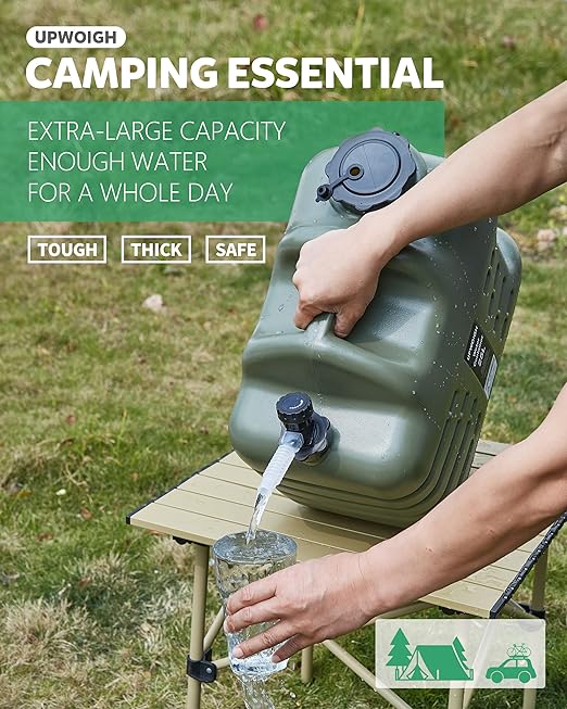 Camping Water Container, 6.6 Gallon Big Water Jug(25L), Truly No Leakage Water Storage, Military Green Water Tank,BPA Free Overlanding Gear