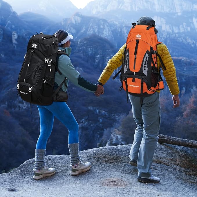 50L Hiking Backpack Men Camping Backpack with rain cover 45l+5l Lightweight Backpacking Backpack Travel Backpack