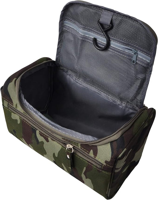 Vercord Mens Toiletry Bag Wash Travel Small Shaving Dop Kit Shower Bathroom Ditty Hygiene Bag Camo Dark Green