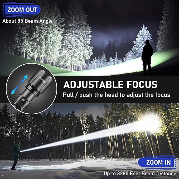 Flashlights High Lumens Rechargeable, Super Bright 990000 Lumens Flashlight USB, High Powered LED Flashlight, Handheld Rechargeable Flash Light for Emergency Camping Hiking